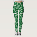 Green and White Dala Horse Folk Art Pattern Leggings<br><div class="desc">Festive and fun leggings featuring a pattern of Swedish Dala horses and folk art style decorations are Scandi cool in classic green and white. Pair with a chunky,  oversized fair isle sweater for a cosy and stylish look.</div>