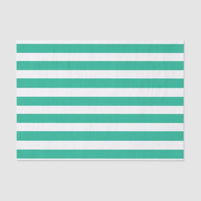 Green and White Deckchair Stripes Tissue Paper (Front)