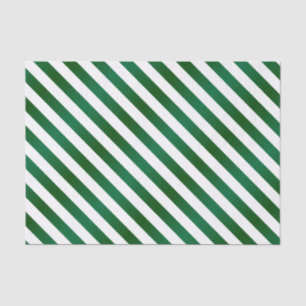 Green and White Diagonal Stripes Tissue Paper