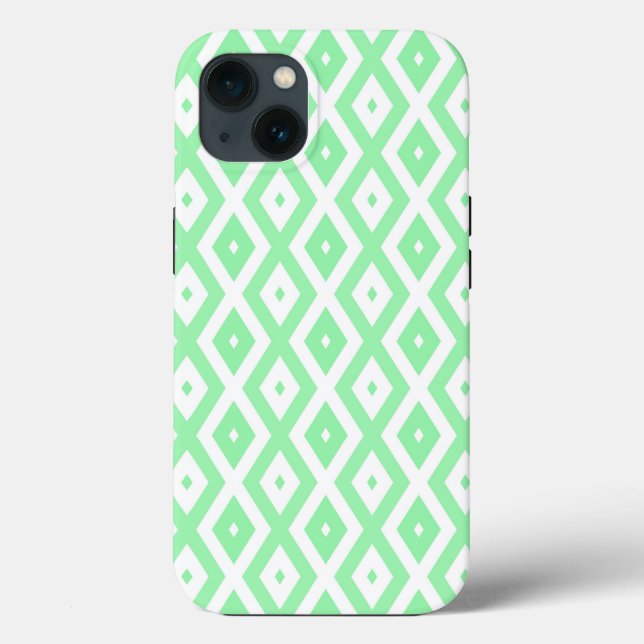 Green and white diamond pattern Case-Mate iPhone c Case (Back)