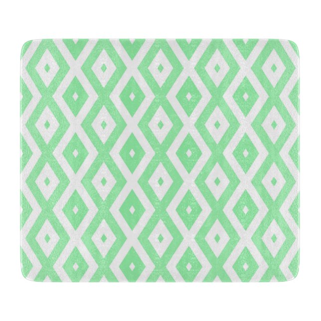 Green and white diamond pattern cutting board (Front)