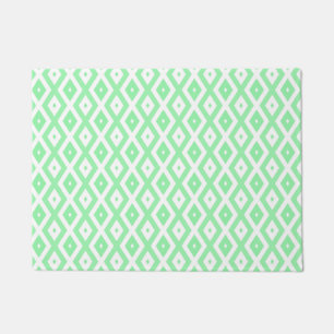 Green and white diamond pattern doormat