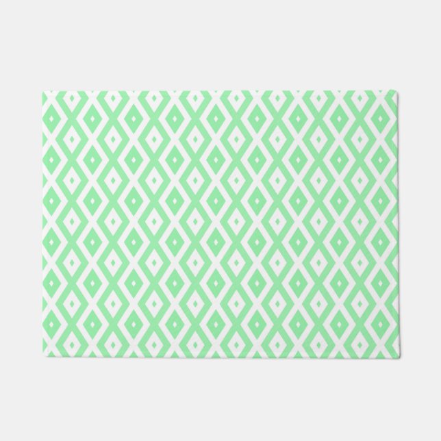 Green and white diamond pattern doormat (Front)