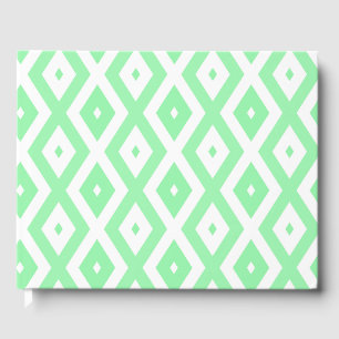 Green and white diamond pattern guest book
