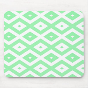 Green and white diamond pattern mouse mat