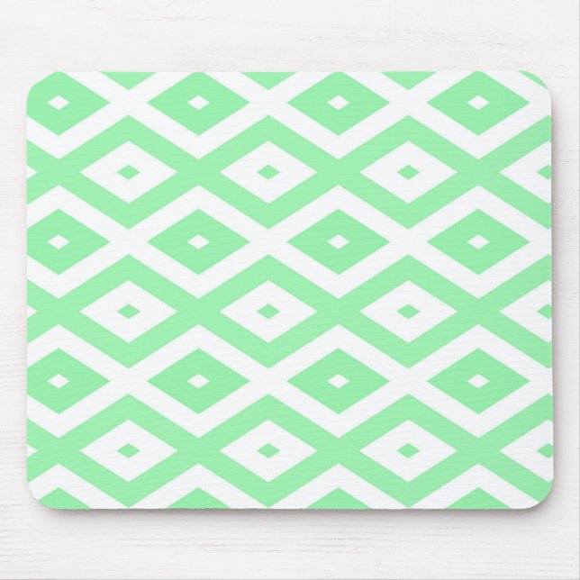 Green and white diamond pattern mouse mat (Front)