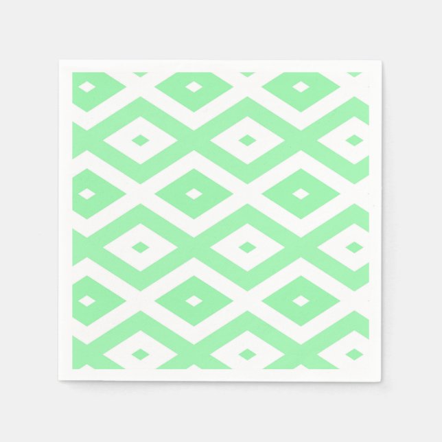 Green and white diamond pattern napkin (Front)