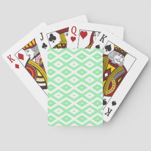 Green and white diamond pattern playing cards