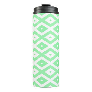 Green and white diamond pattern thermal tumbler