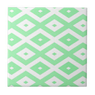 Green and white diamond pattern tile