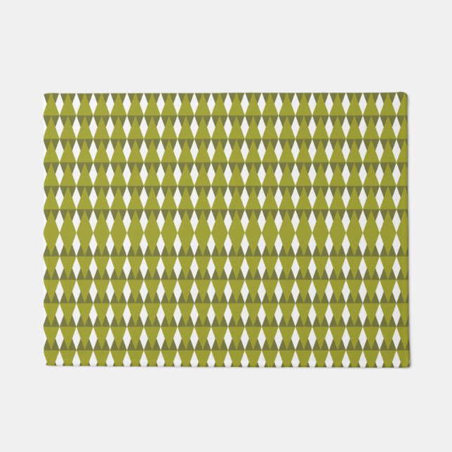 Green and White: Diamonds and Triangles Doormat (Front)