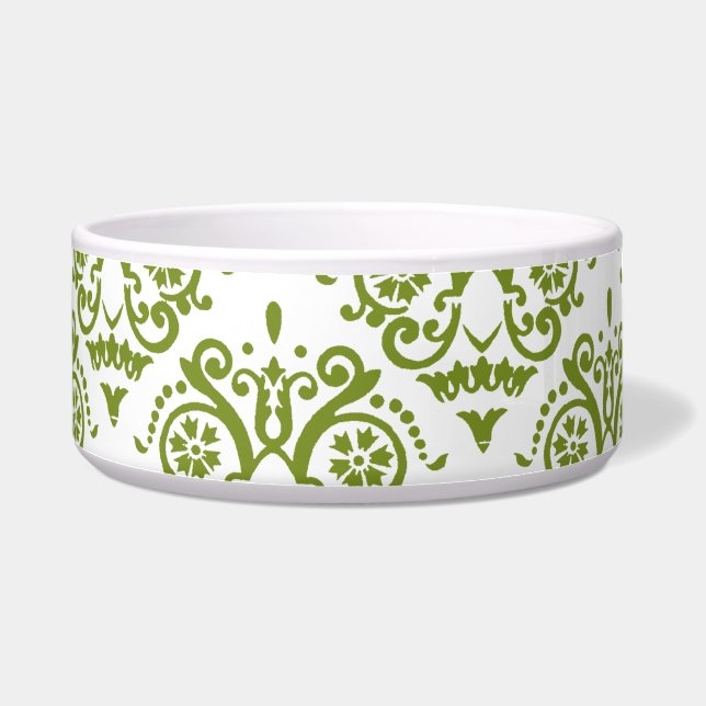 Green and White Elegant Damask (Left)
