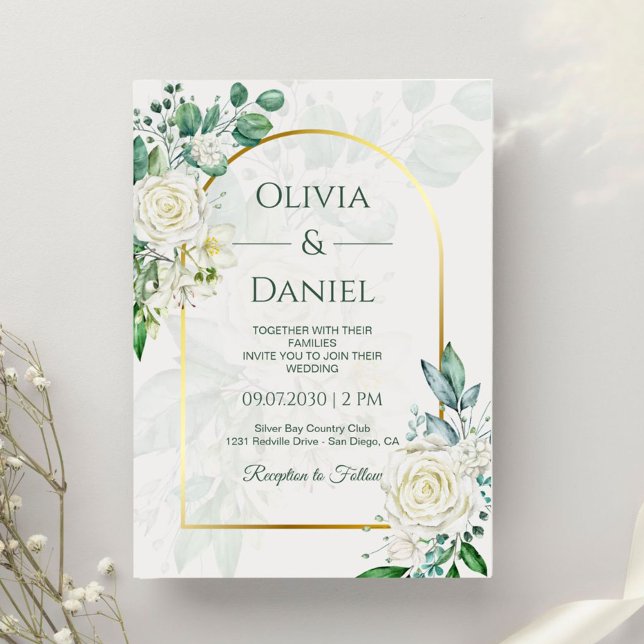 Green and White Elegant Wedding  Invitation (Creator Uploaded)