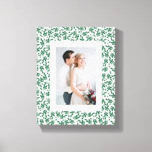 Green and White Festive Foliage Holiday Canvas Print