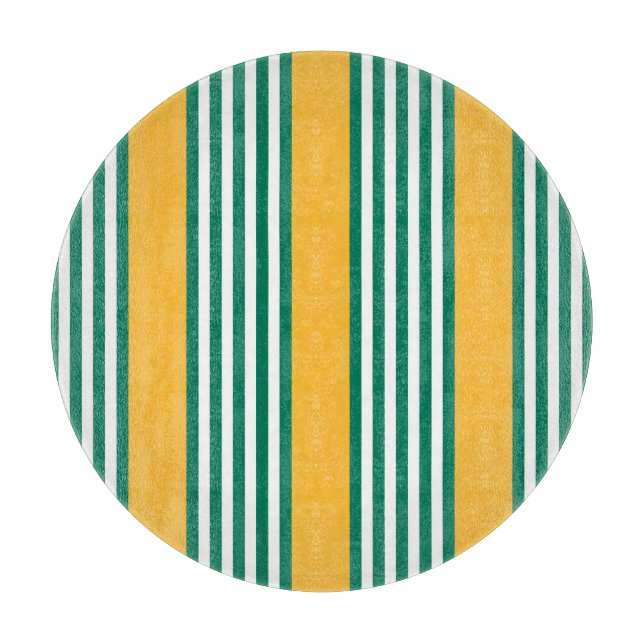 Green and white five stripe pattern with yellow cutting board (Front)