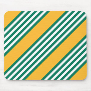 Green and white five stripe pattern with yellow mouse mat