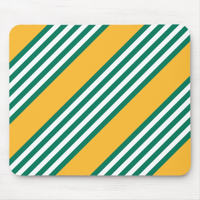 Green and white five stripe pattern with yellow mouse mat (Front)