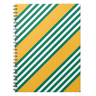 Green and white five stripe pattern with yellow notebook