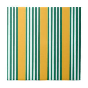 Green and white five stripe pattern with yellow tile