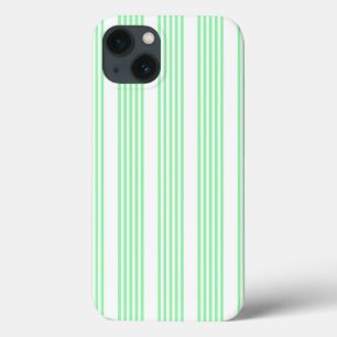 Green and white five stripes pattern iPhone 13 case