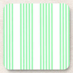 Green and white five stripes pattern coaster