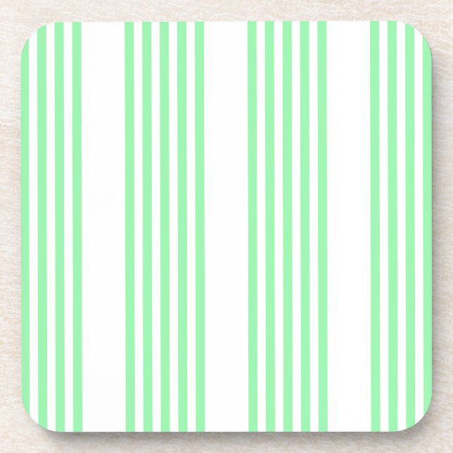 Green and white five stripes pattern coaster (Front)