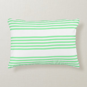 Green and white five stripes pattern decorative cushion