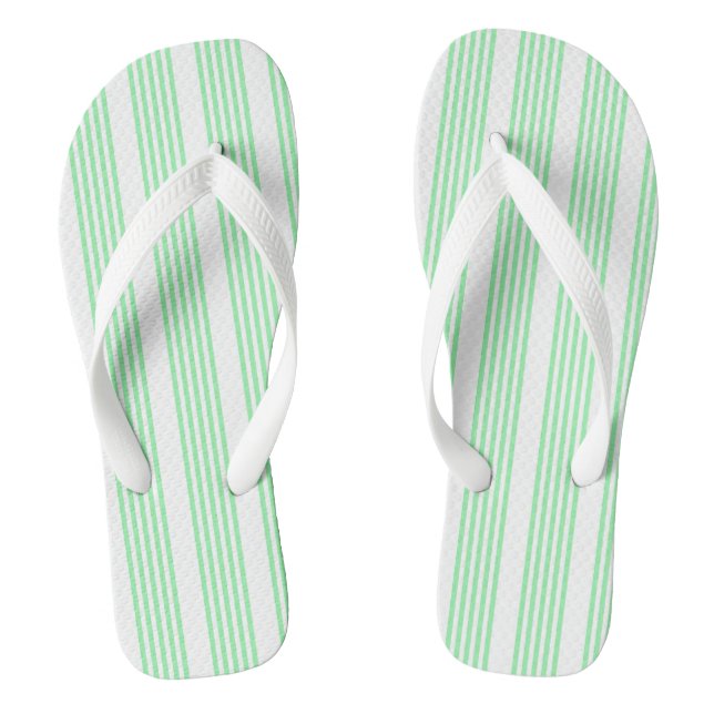 Green and white five stripes pattern flip flops (Footbed)