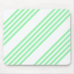 Green and white five stripes pattern mouse mat