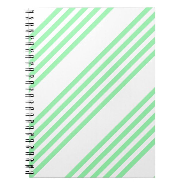 Green and white five stripes pattern notebook (Front)