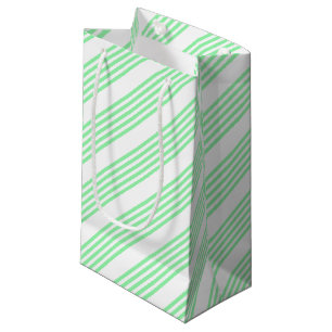 Green and white five stripes pattern small gift bag