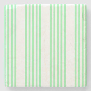 Green and white five stripes pattern stone coaster