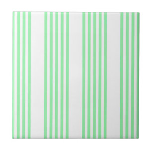 Green and white five stripes pattern tile