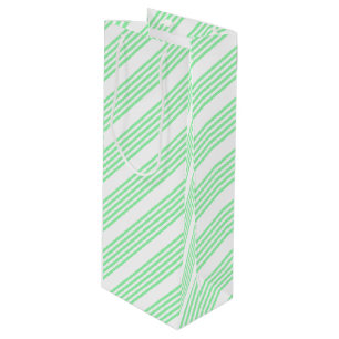 Green and white five stripes pattern wine gift bag