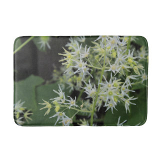 Green and White Floral bath mat