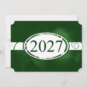 Green and White Floral Button 2027 Card