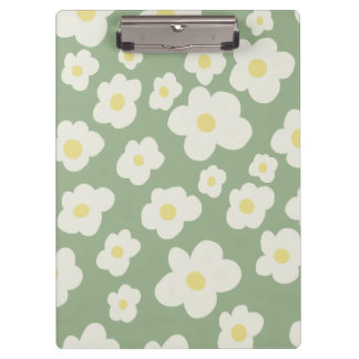 Green and white floral clipboard