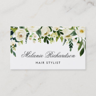 Green and White Floral Hair Stylist Appointment B Card