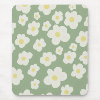Green and white floral mouse mat