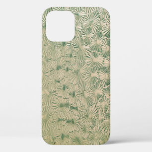 Green and white floral textile iPhone 12 case