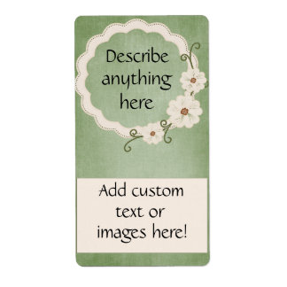 Green and White Floral Wine Labels