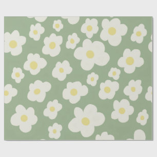 Green and white floral Wrapping Paper
