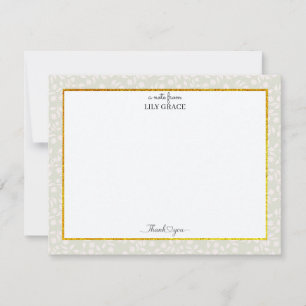 Green and white Flower Gold Frame Thank You Card