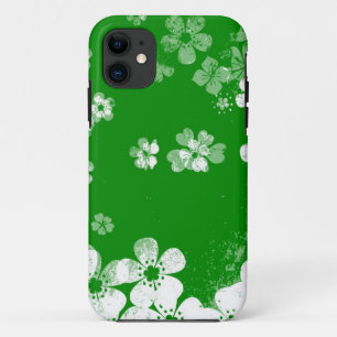 Green and white flower pattern iPhone 11 case