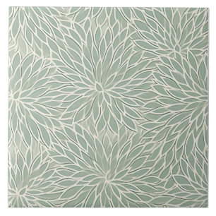 Green and White Flower Tile