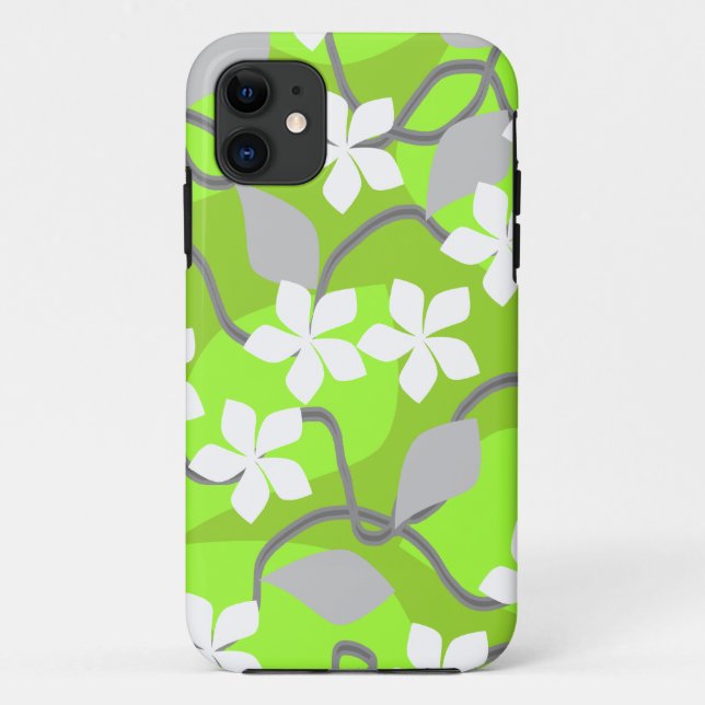 Green and White Flowers. Floral Pattern. Case-Mate iPhone Case (Back)