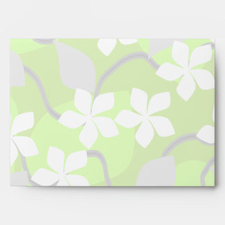 Green and White Flowers. Floral Pattern. Envelopes
