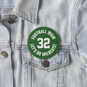 Green and White Football Mom Jersey Number 7.5 Cm Round Badge
