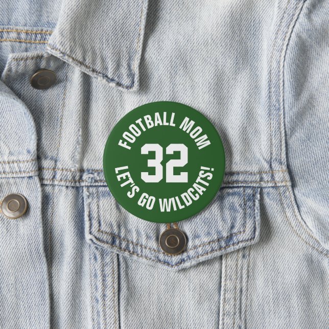 Green and White Football Mum Jersey Number 7.5 Cm Round Badge (In Situ)
