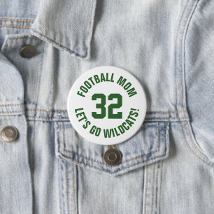 Green and White Football Mum Jersey Number 7.5 Cm Round Badge